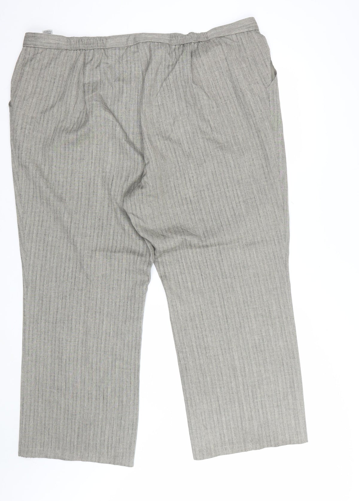 Marks & Spencer Women Grey Striped Drawstring Trousers UK 24 Short