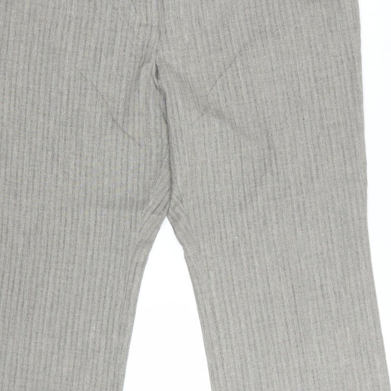 Marks & Spencer Women Grey Striped Drawstring Trousers UK 24 Short