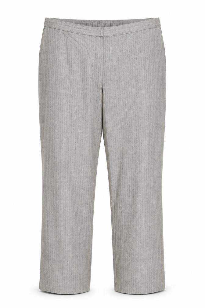 Marks & Spencer Women Grey Striped Drawstring Trousers UK 24 Short