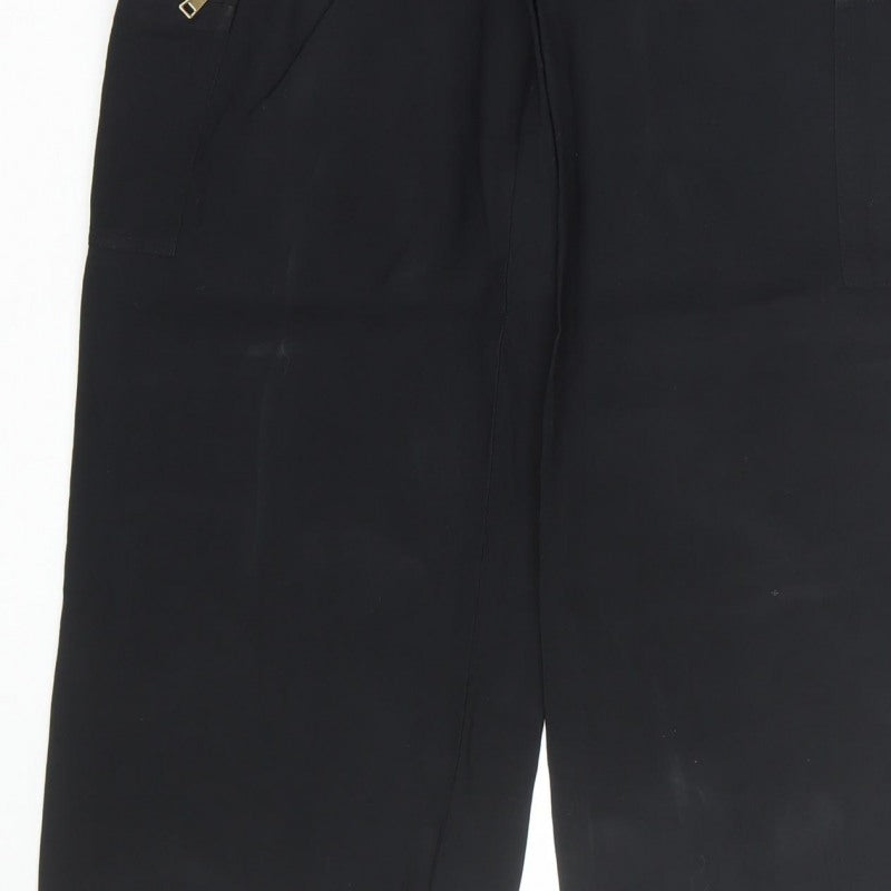 Marks and Spencer Women Black UK 8 Short Cargo Trousers Gold Zip