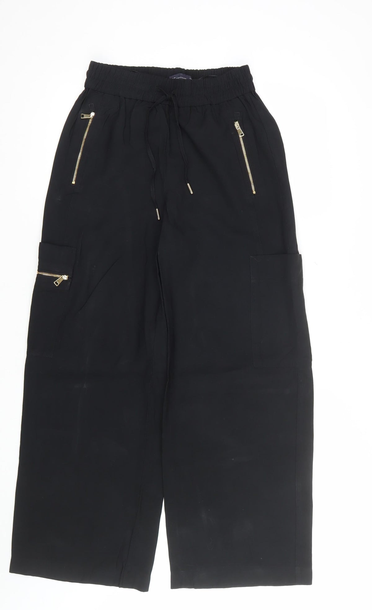 Marks and Spencer Women Black UK 8 Short Cargo Trousers Gold Zip