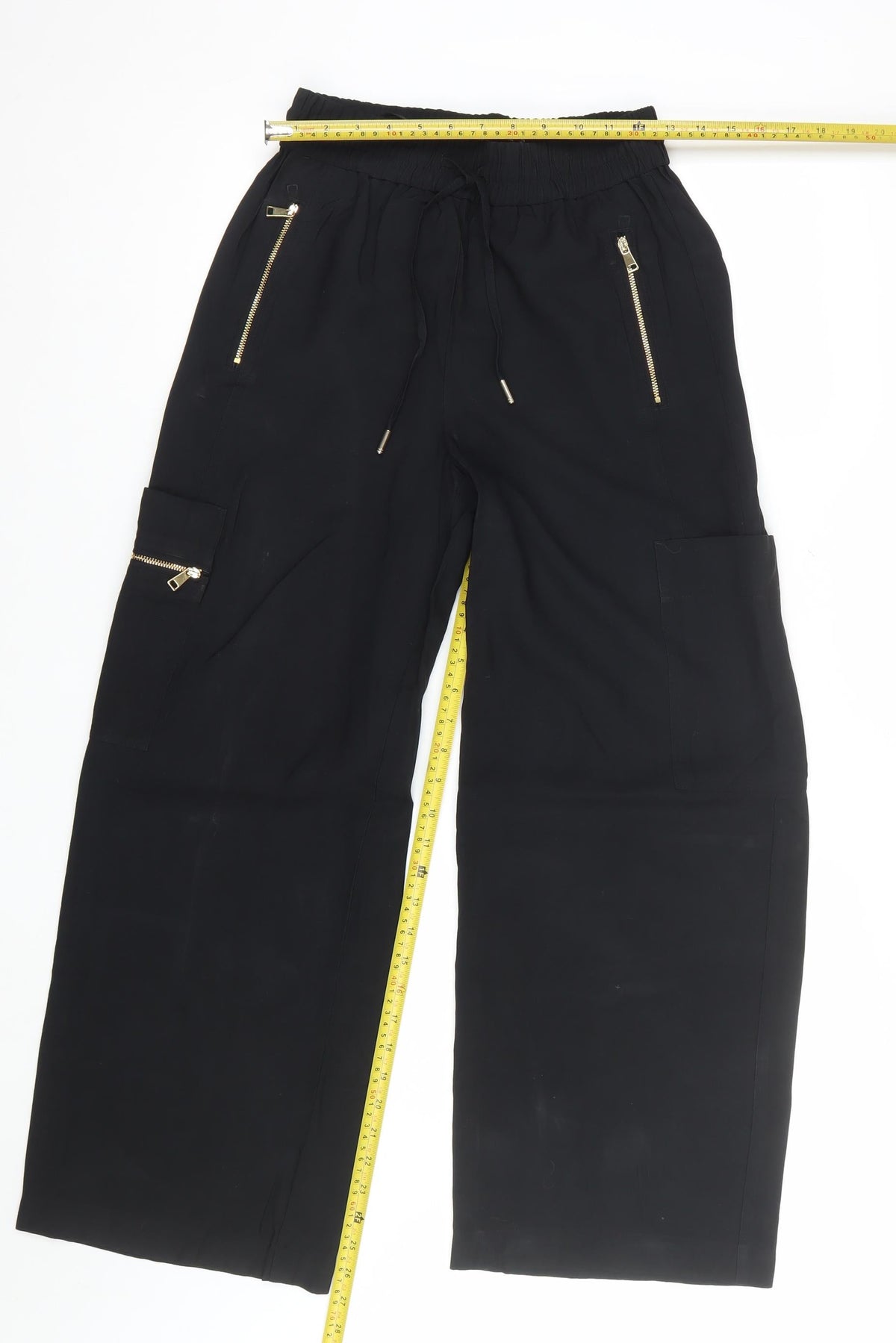 Marks and Spencer Women Black UK 8 Short Cargo Trousers Gold Zip