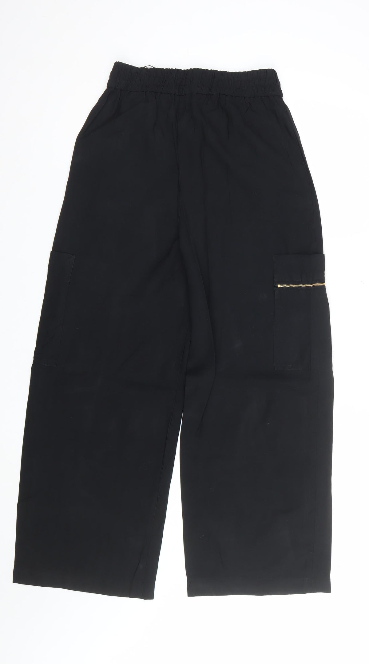 Marks and Spencer Women Black UK 8 Short Cargo Trousers Gold Zip