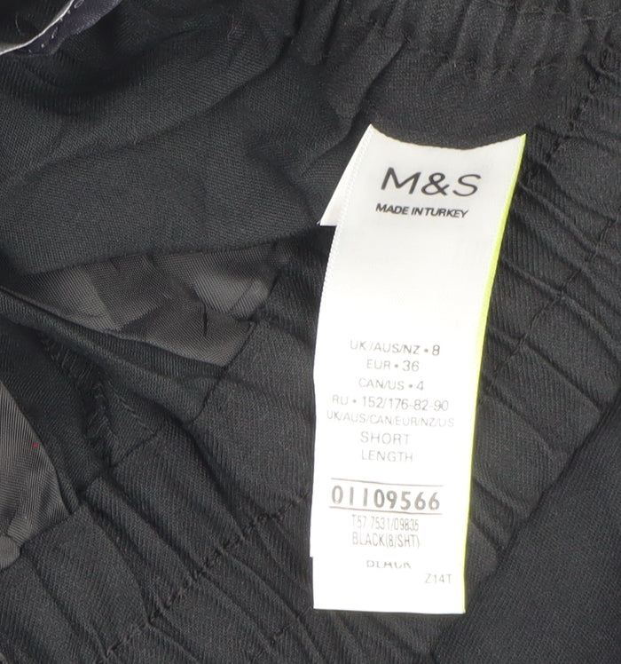 Marks and Spencer Women Black UK 8 Short Cargo Trousers Gold Zip
