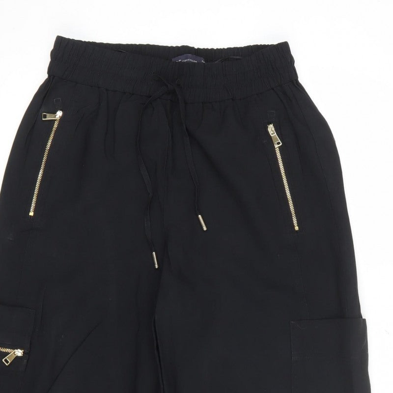 Marks and Spencer Women Black UK 8 Short Cargo Trousers Gold Zip