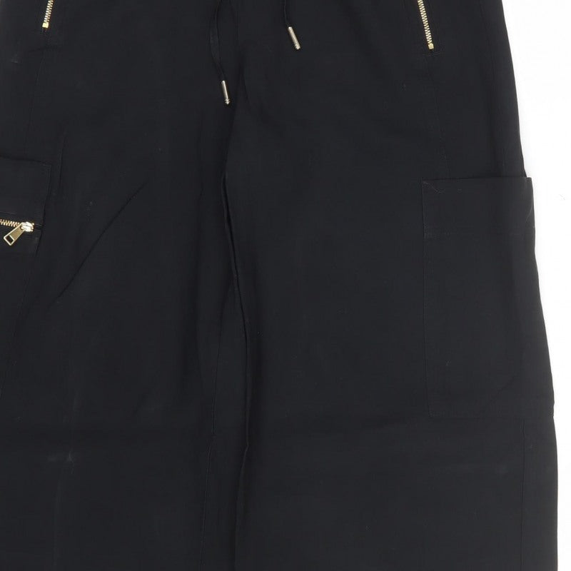 Marks and Spencer Women Black UK 8 Short Cargo Trousers Gold Zip