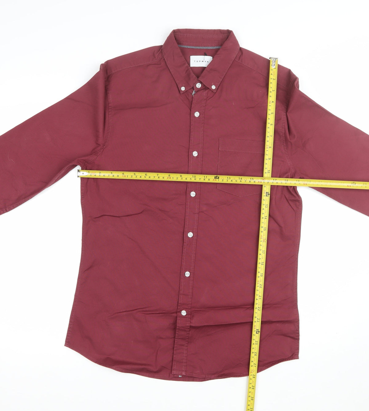 Topman Men’s Red L Long Sleeve Button-Down Casual Shirt