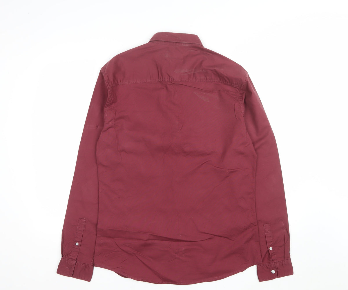 Topman Men’s Red L Long Sleeve Button-Down Casual Shirt