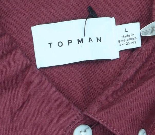 Topman Men’s Red L Long Sleeve Button-Down Casual Shirt