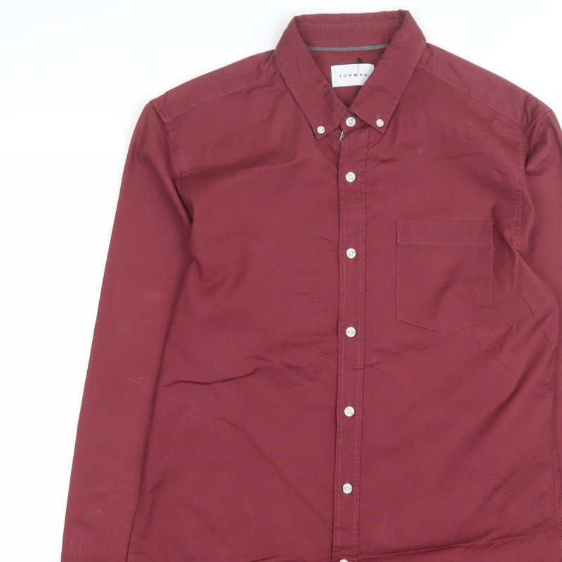 Topman Men’s Red L Long Sleeve Button-Down Casual Shirt