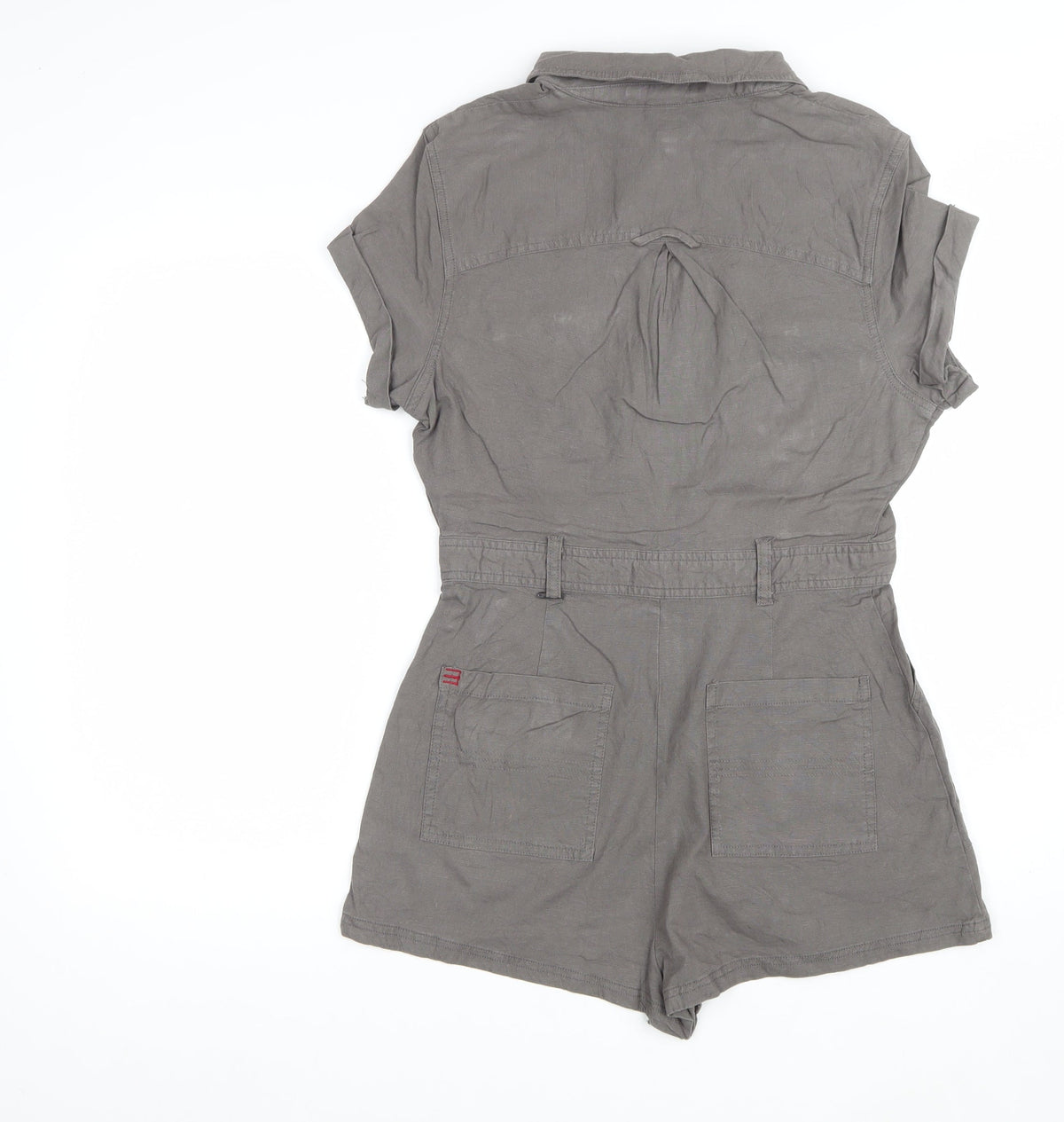 BDG Women Grey L Utility Zip Front Collared Playsuit Shorts
