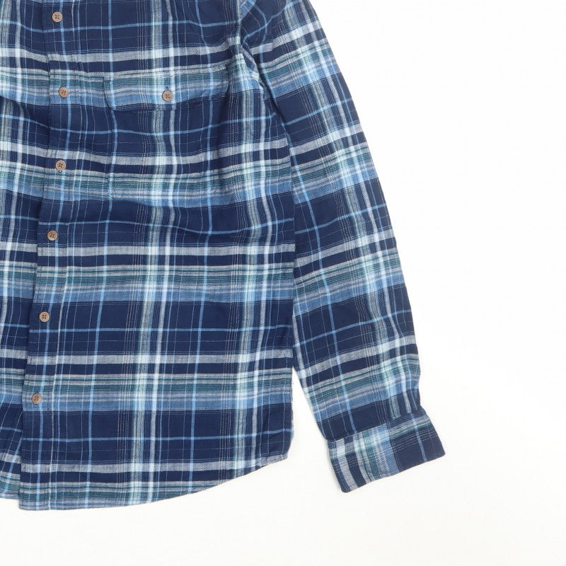 Next Supply Men’s Blue Plaid Check Long Sleeve Button-Up Shirt L