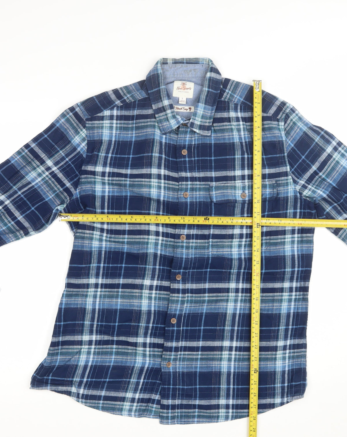 Next Supply Men’s Blue Plaid Check Long Sleeve Button-Up Shirt L