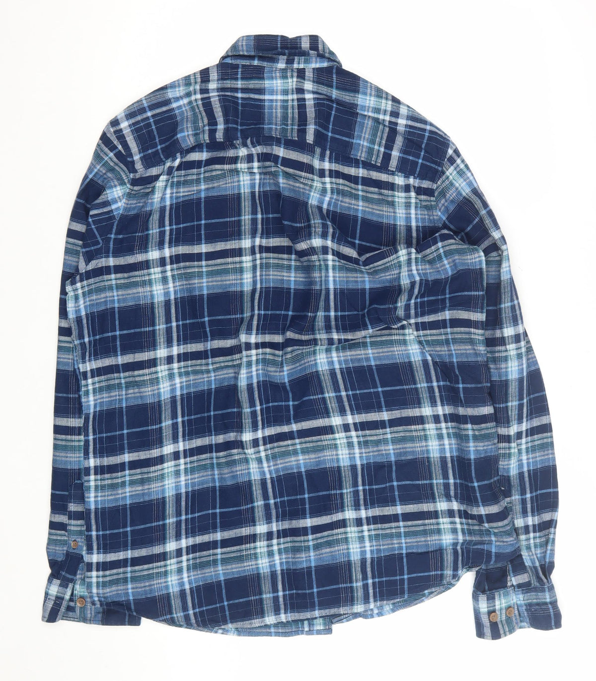 Next Supply Men’s Blue Plaid Check Long Sleeve Button-Up Shirt L
