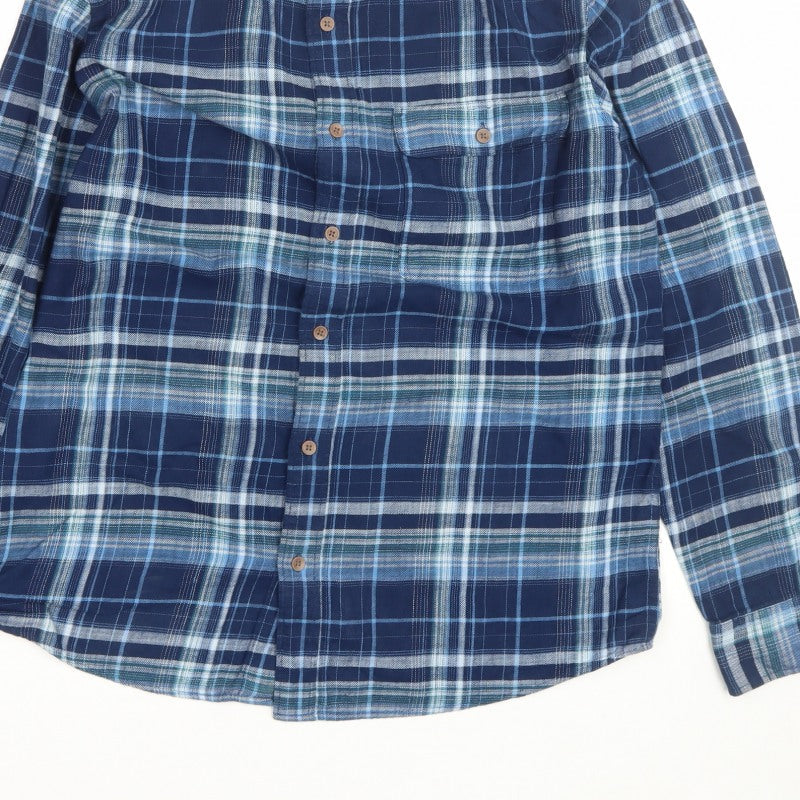 Next Supply Men’s Blue Plaid Check Long Sleeve Button-Up Shirt L