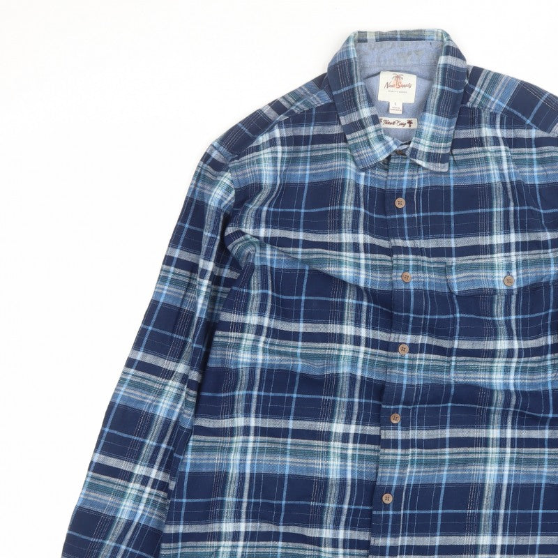 Next Supply Men’s Blue Plaid Check Long Sleeve Button-Up Shirt L