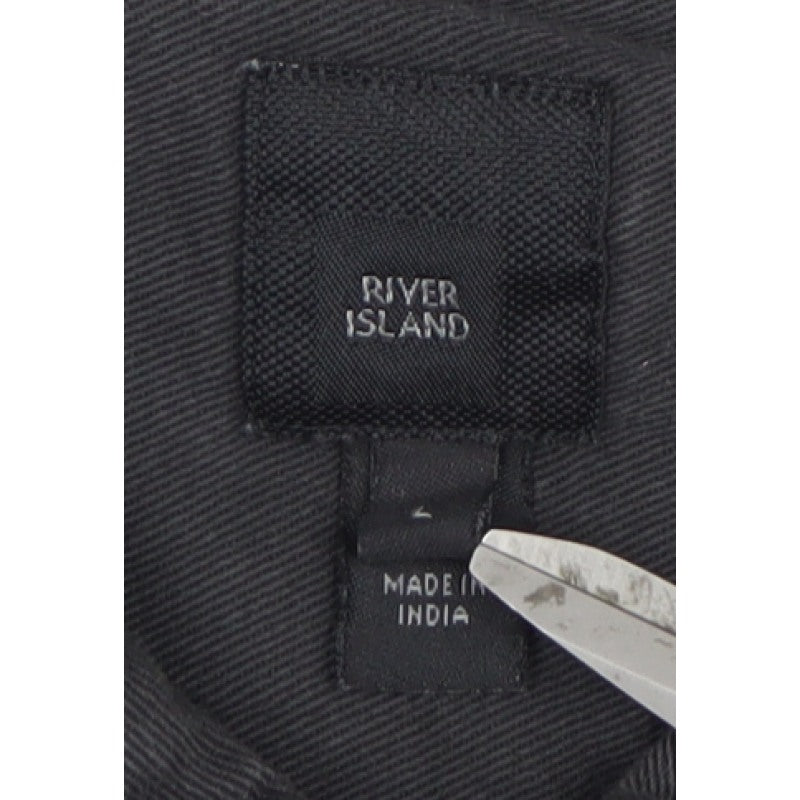 River Island Men’s Black L Denim Button-Up Long Sleeve Shirt