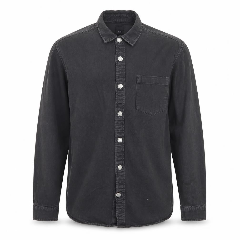 River Island Men’s Black L Denim Button-Up Long Sleeve Shirt