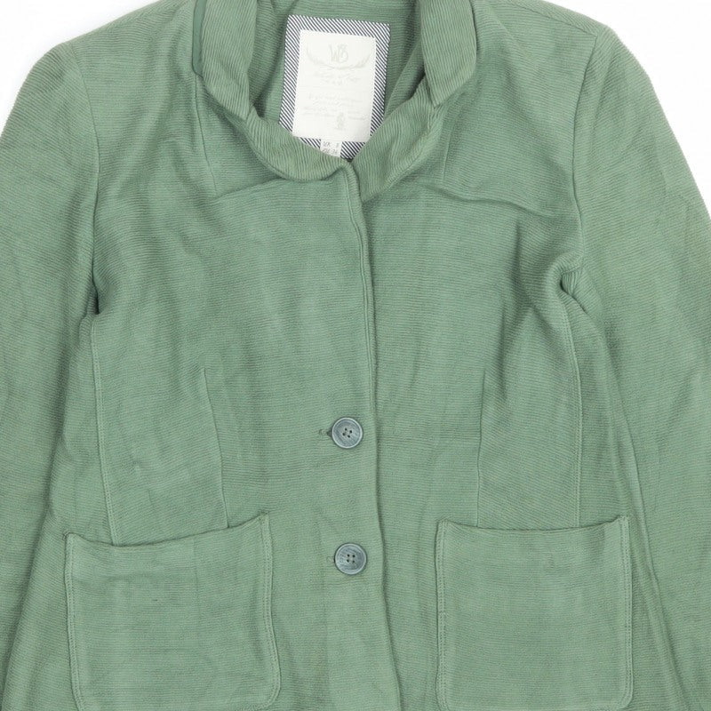 WB Women’s Green UK 8 Corduroy Button Front Collared Jacket