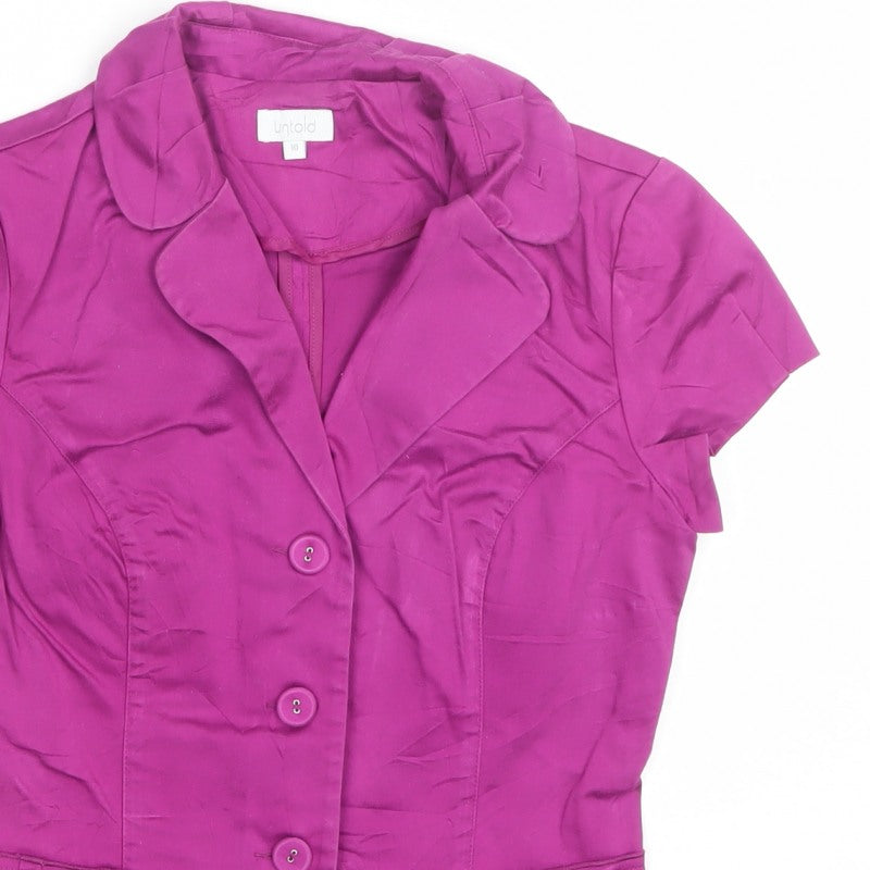 Untold Women Purple UK 10 Tailored Short Sleeve Collared Button-Up Blouse