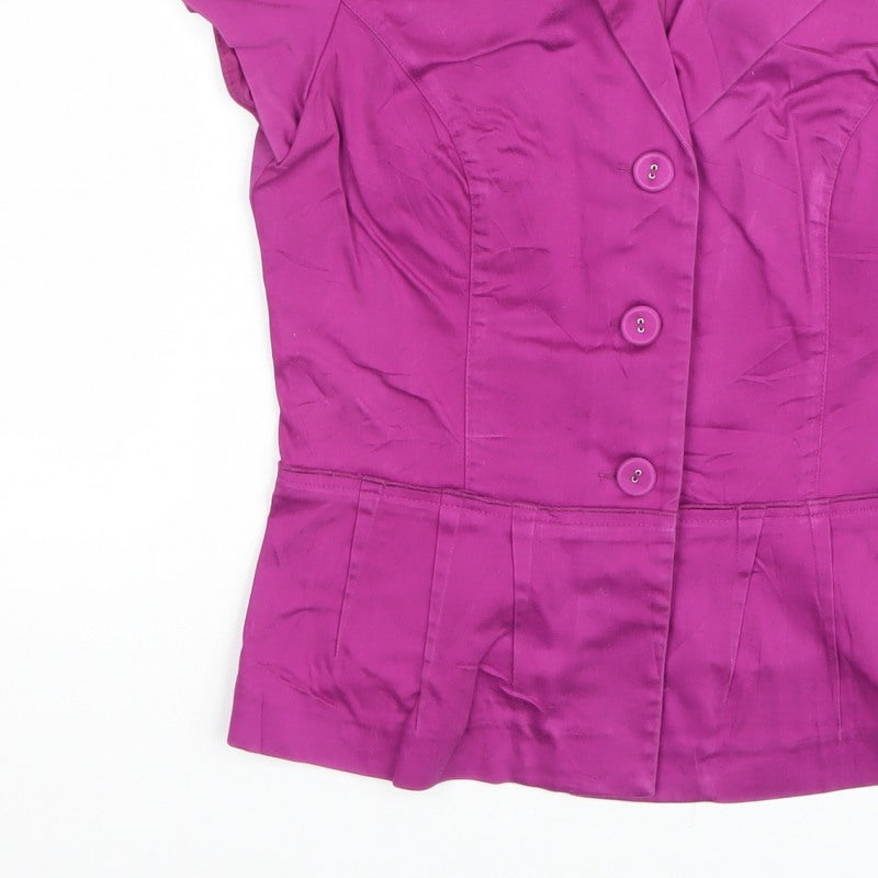 Untold Women Purple UK 10 Tailored Short Sleeve Collared Button-Up Blouse