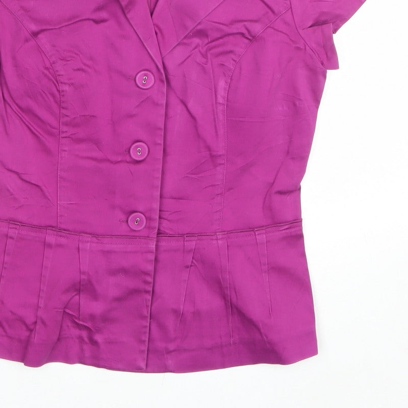 Untold Women Purple UK 10 Tailored Short Sleeve Collared Button-Up Blouse