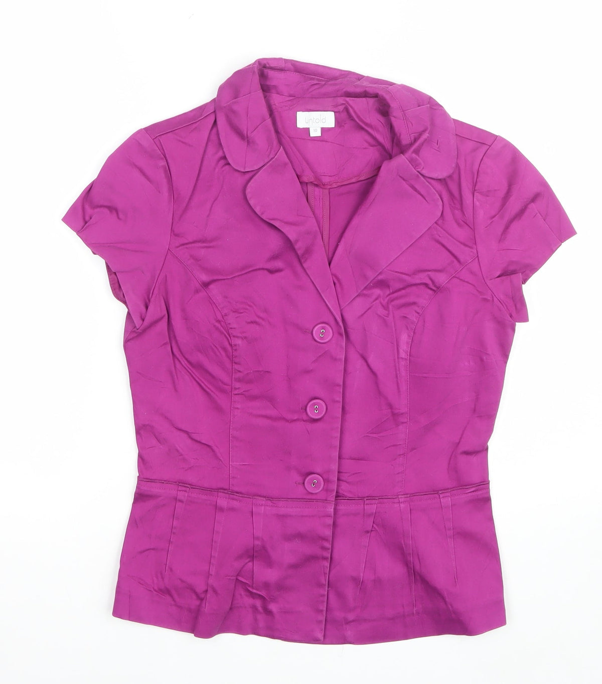 Untold Women Purple UK 10 Tailored Short Sleeve Collared Button-Up Blouse