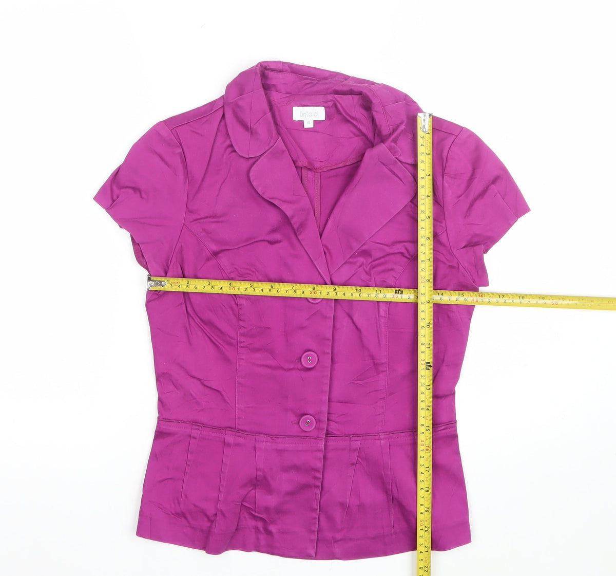 Untold Women Purple UK 10 Tailored Short Sleeve Collared Button-Up Blouse