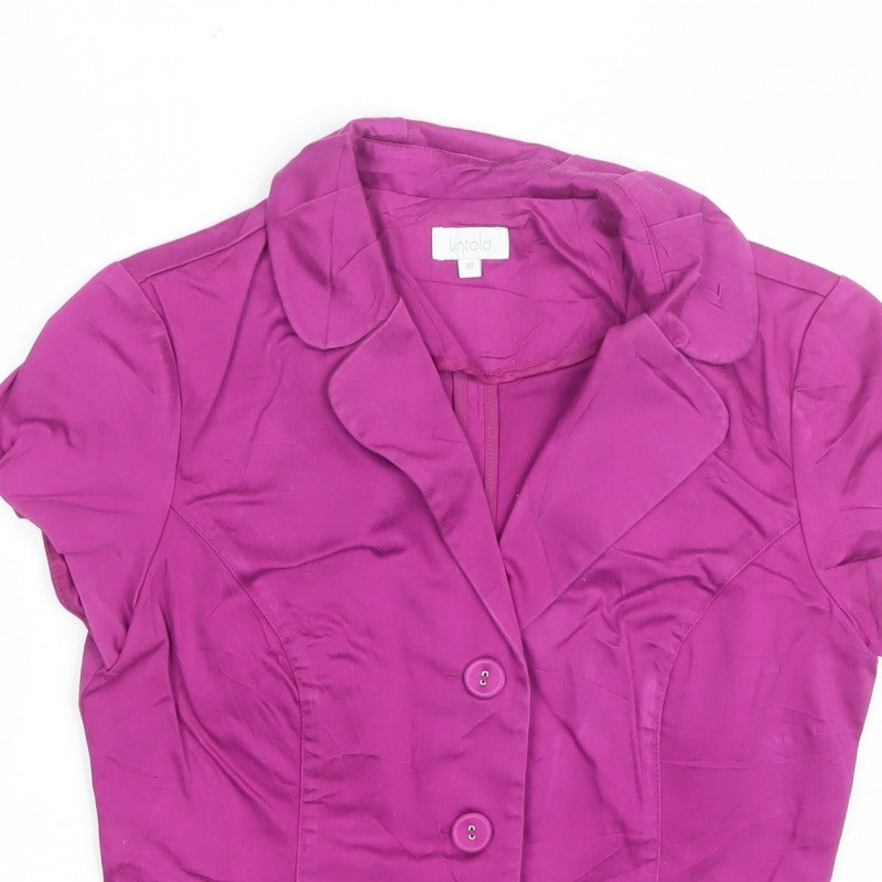 Untold Women Purple UK 10 Tailored Short Sleeve Collared Button-Up Blouse
