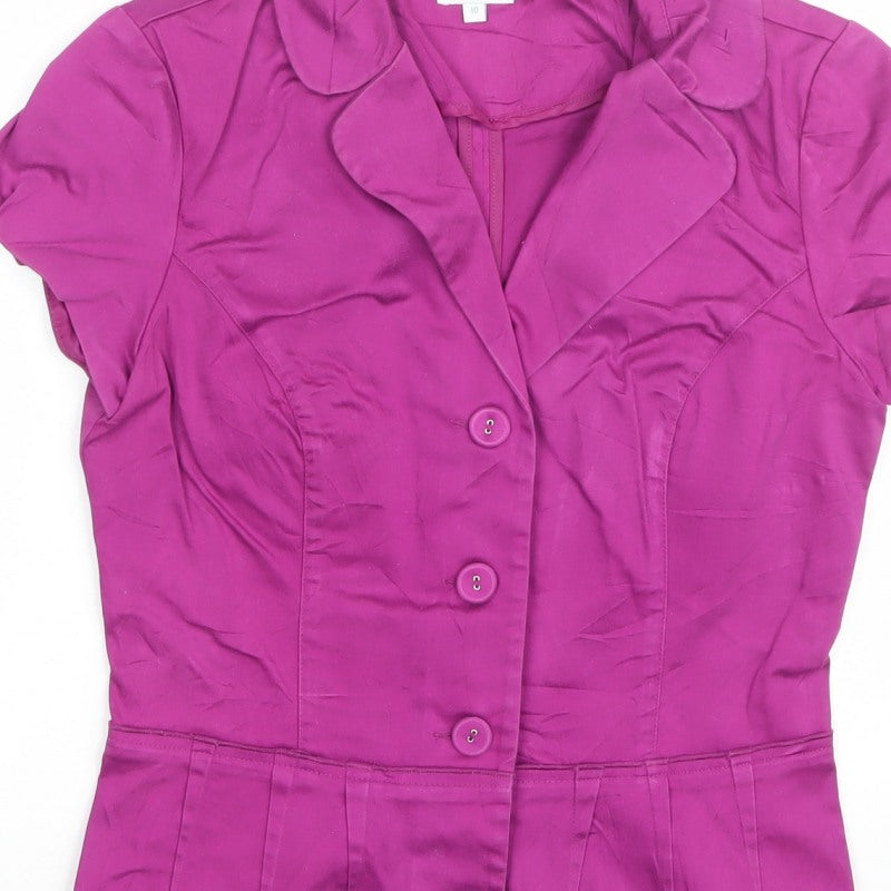 Untold Women Purple UK 10 Tailored Short Sleeve Collared Button-Up Blouse