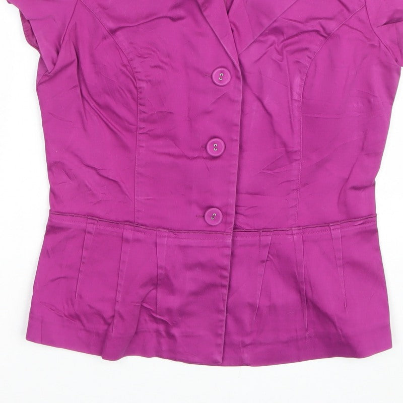 Untold Women Purple UK 10 Tailored Short Sleeve Collared Button-Up Blouse