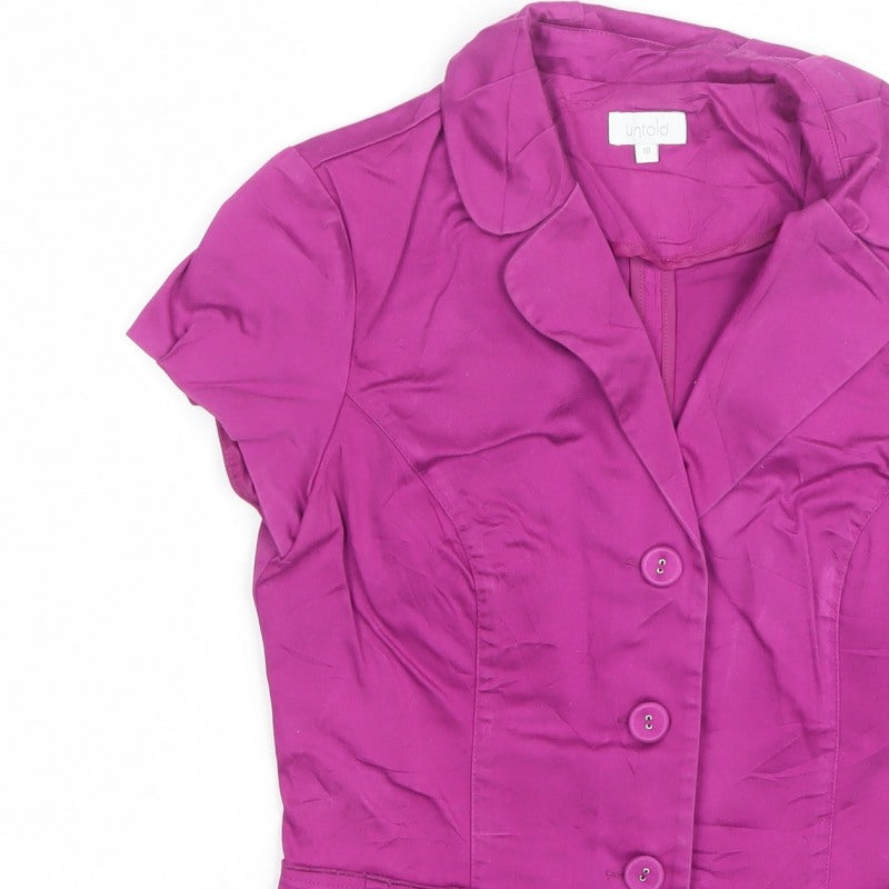 Untold Women Purple UK 10 Tailored Short Sleeve Collared Button-Up Blouse