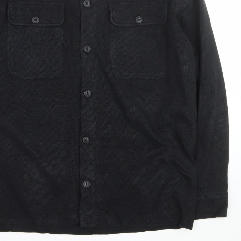 Only & Sons Men's Black XL Button Front Shacket Jacket Utility Pockets