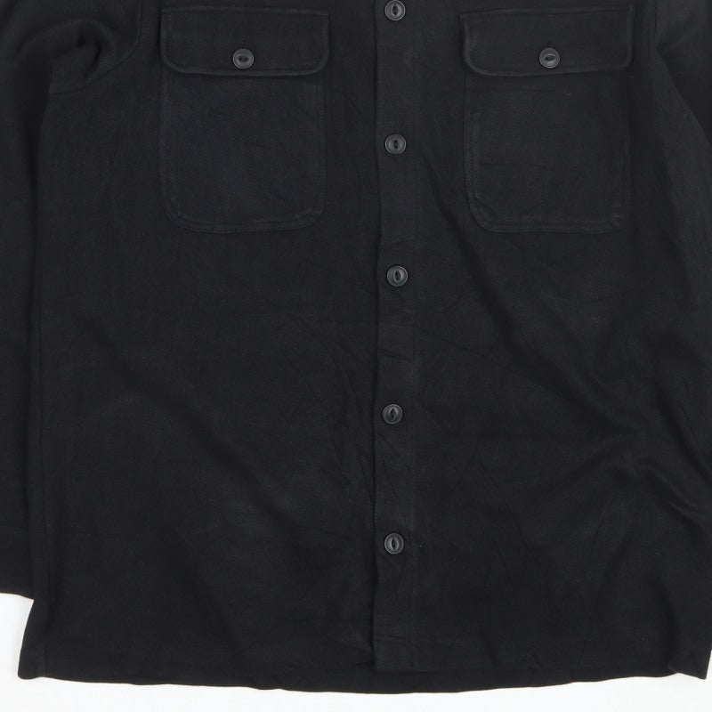 Only & Sons Men's Black XL Button Front Shacket Jacket Utility Pockets