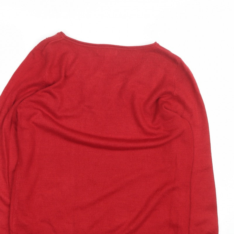 Per Una Women’s Red Sequin Scoop Neck Knit Jumper Size 14