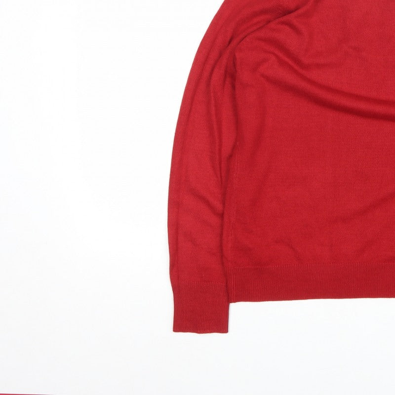 Per Una Women’s Red Sequin Scoop Neck Knit Jumper Size 14