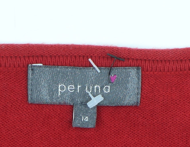 Per Una Women’s Red Sequin Scoop Neck Knit Jumper Size 14