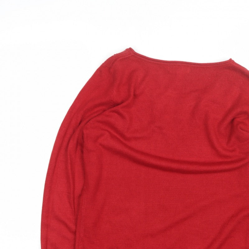 Per Una Women’s Red Sequin Scoop Neck Knit Jumper Size 14