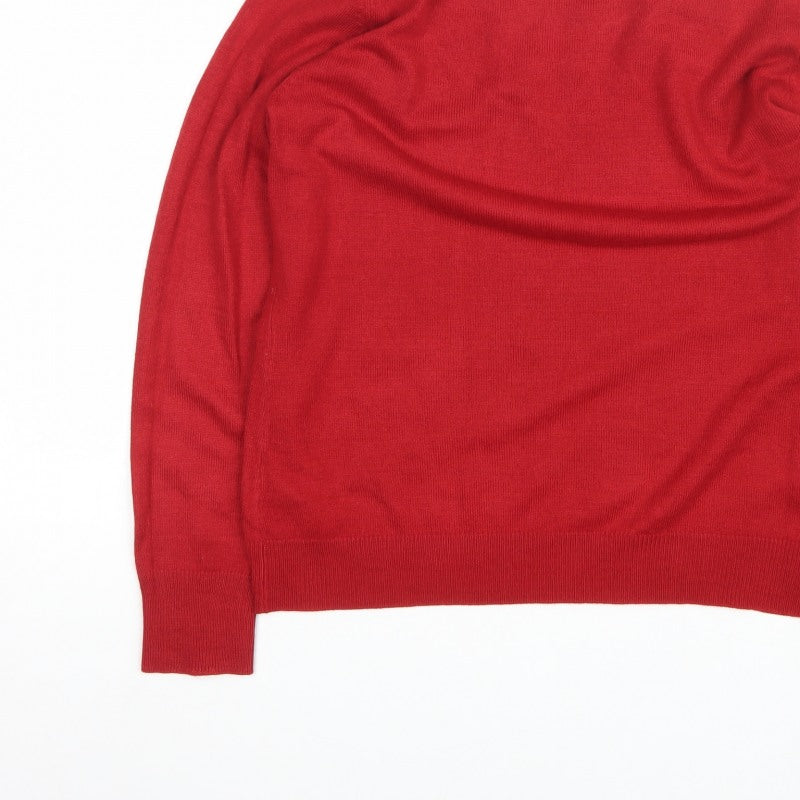 Per Una Women’s Red Sequin Scoop Neck Knit Jumper Size 14