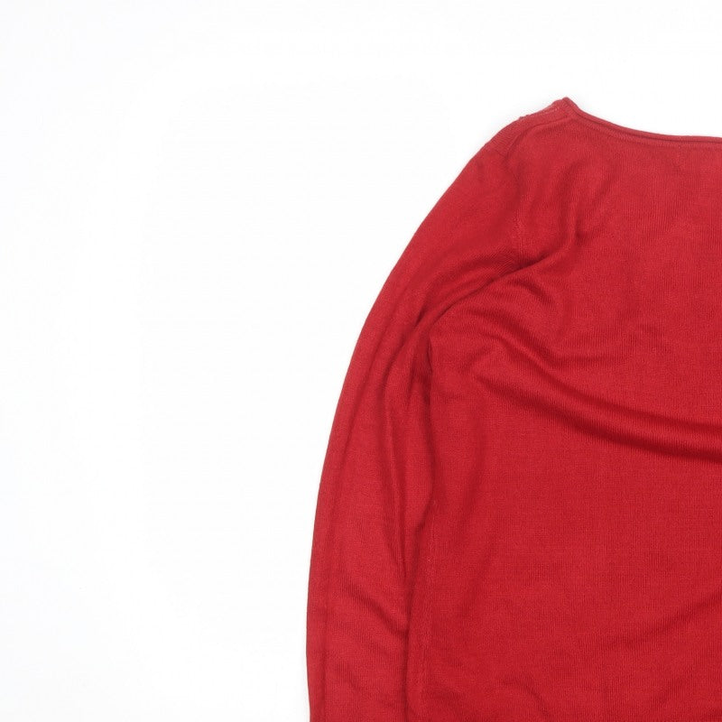 Per Una Women’s Red Sequin Scoop Neck Knit Jumper Size 14