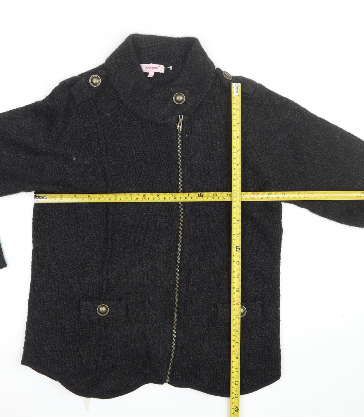 Per Una M&S Women’s Black Size 16 Full Zip High Neck Knit Jumper