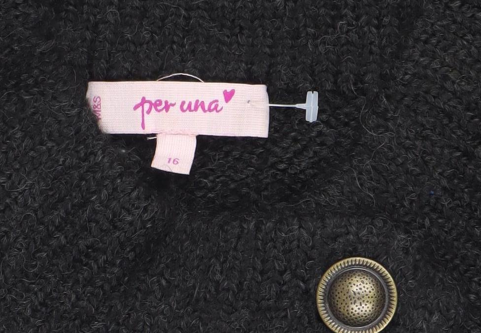 Per Una M&S Women’s Black Size 16 Full Zip High Neck Knit Jumper
