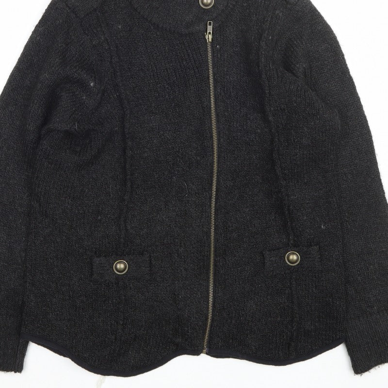 Per Una M&S Women’s Black Size 16 Full Zip High Neck Knit Jumper