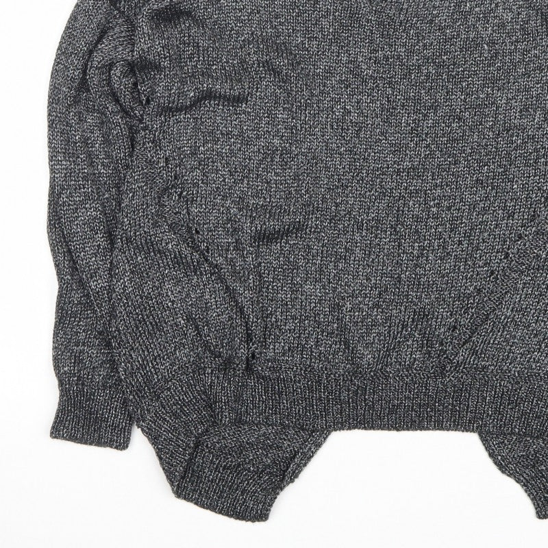 River Island Women Grey Marl Open Knit Cardigan Size 12