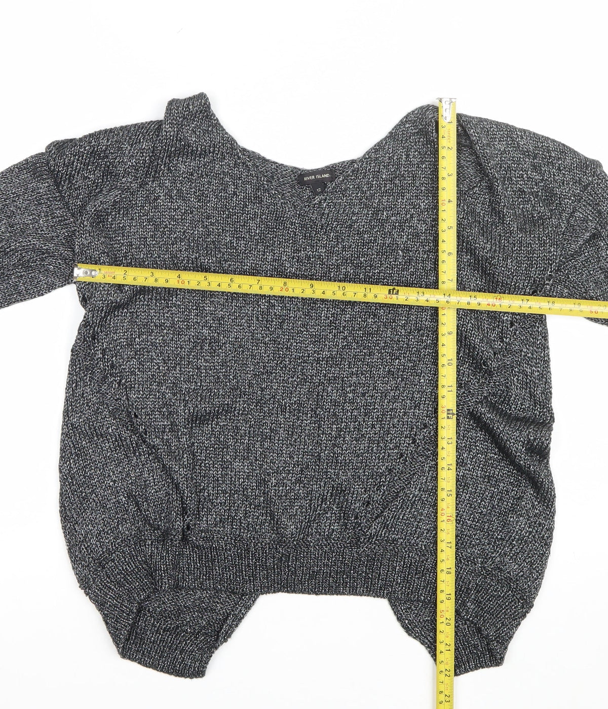 River Island Women Grey Marl Open Knit Cardigan Size 12