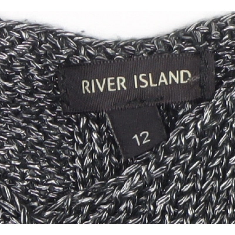 River Island Women Grey Marl Open Knit Cardigan Size 12