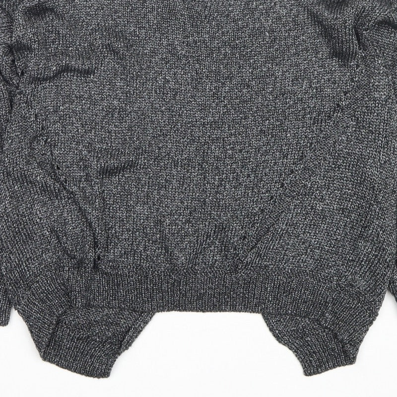 River Island Women Grey Marl Open Knit Cardigan Size 12