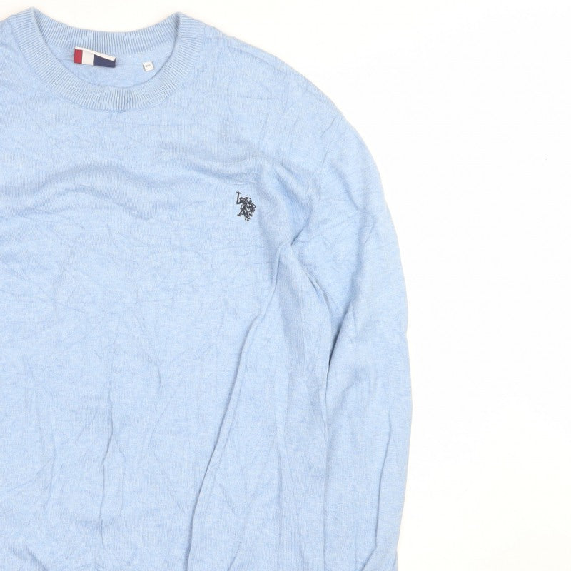 U.S. Polo Assn. Men’s Blue 2XL Crew Neck Logo Pullover Jumper