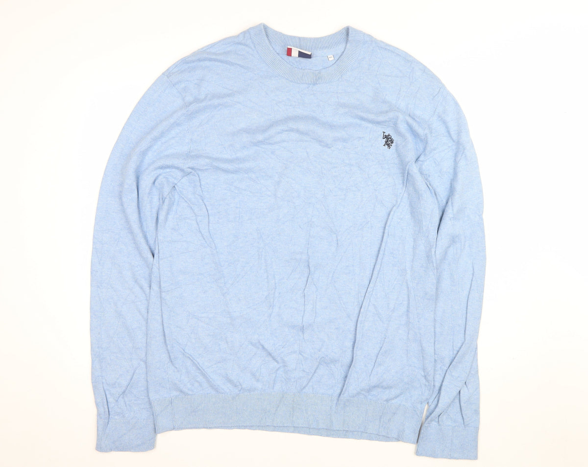 U.S. Polo Assn. Men’s Blue 2XL Crew Neck Logo Pullover Jumper