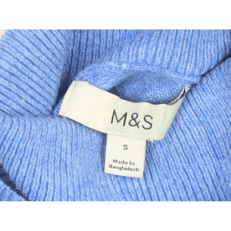 Marks and Spencer Women Blue S Roll Neck Knit Pullover Jumper